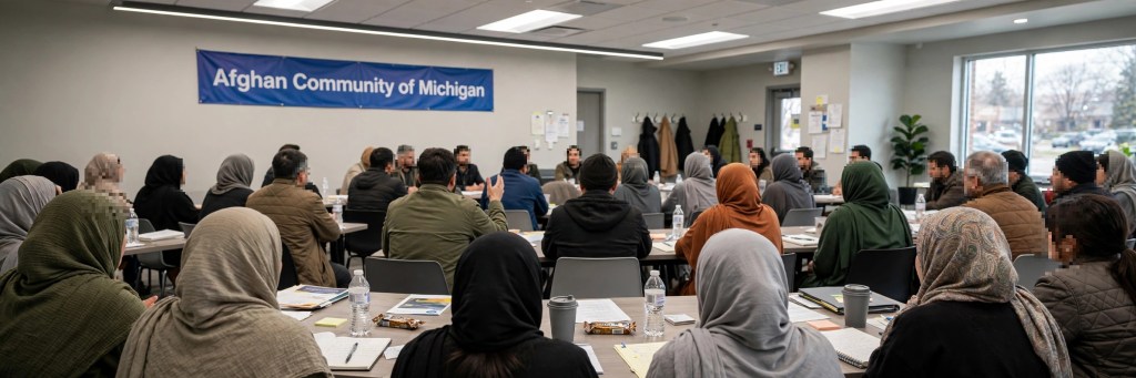 Community room at the Afghan Community of Michigan center